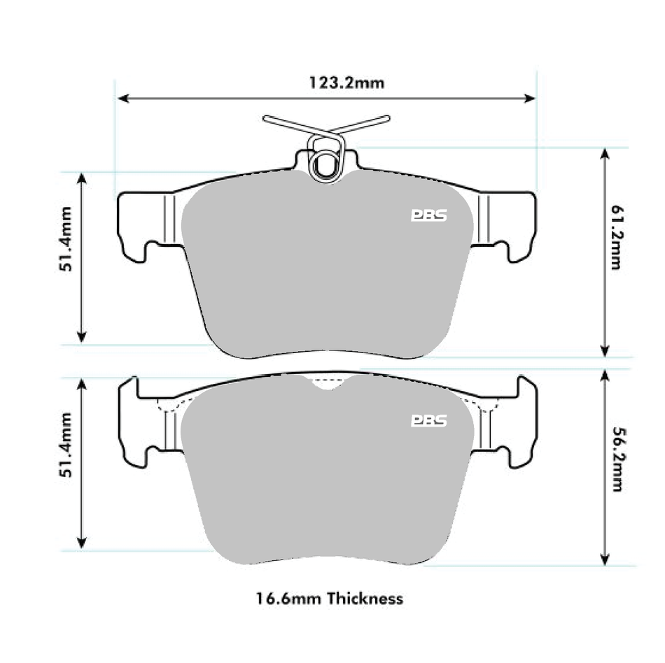A3 SPORTBACK (8VA, 8VF) RS3 QUATTRO Rear PBS Performance Brake Pads 7002 ProTrack