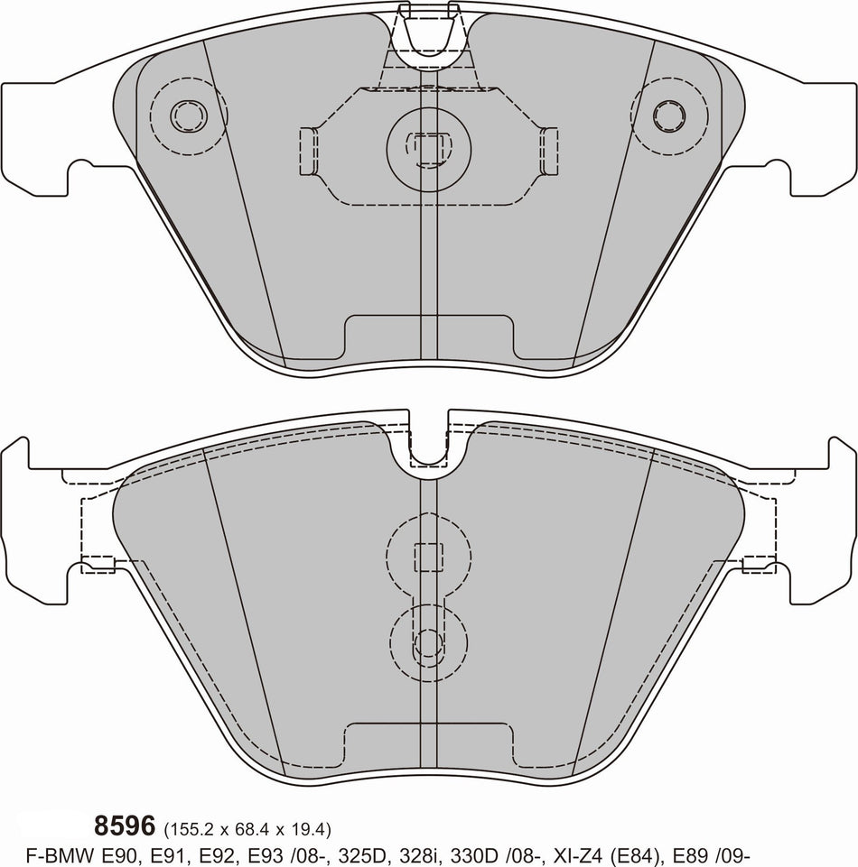 BMW 3 SERIES E92/E93 Front Performance Brake Pads 8596 ProTrack