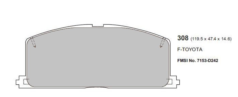 Toyota MR2 MK1 Front Performance Brake Pads 0308 ProTrack
