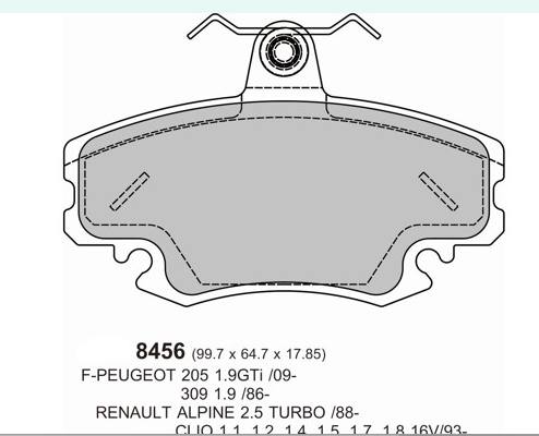205 GTI / Clio 2.0 Williams 16V PBS ProRace Performance Brake Pads 8456 ProRace